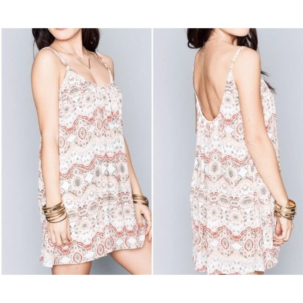 Show Me Your Mumu‎ Peze Mini Dress Womens Large Red Paisley Boho Low Back